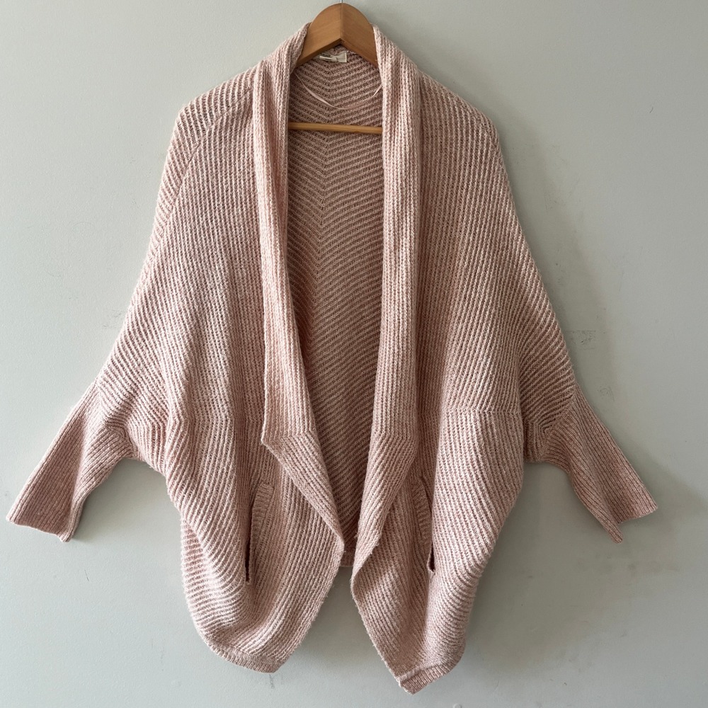 Sleeping on Snow Anthropologie Cardigan Sweater Pink XS Oversized Cocoon Pocket